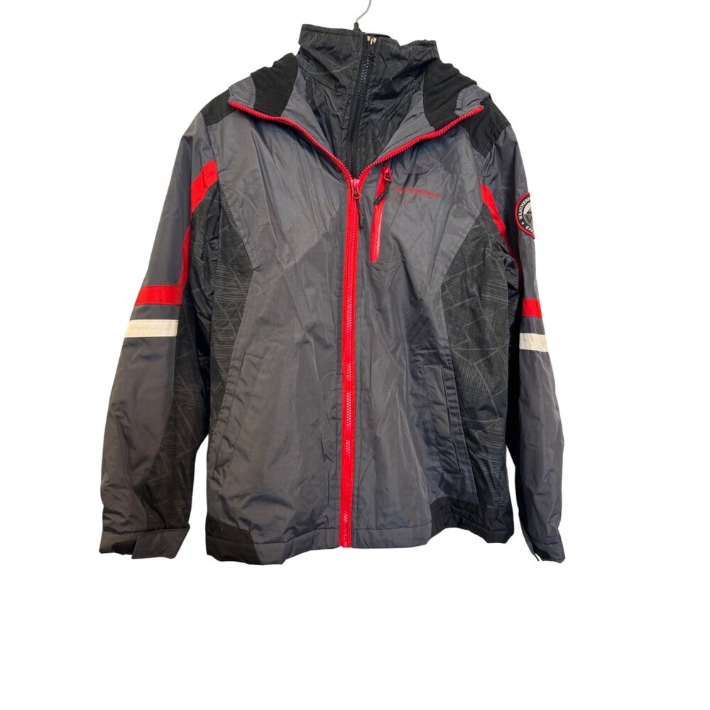 Weatherproof Expedition Mens Jacket Large Gray Red Full-Zip Lightweight All-Weat